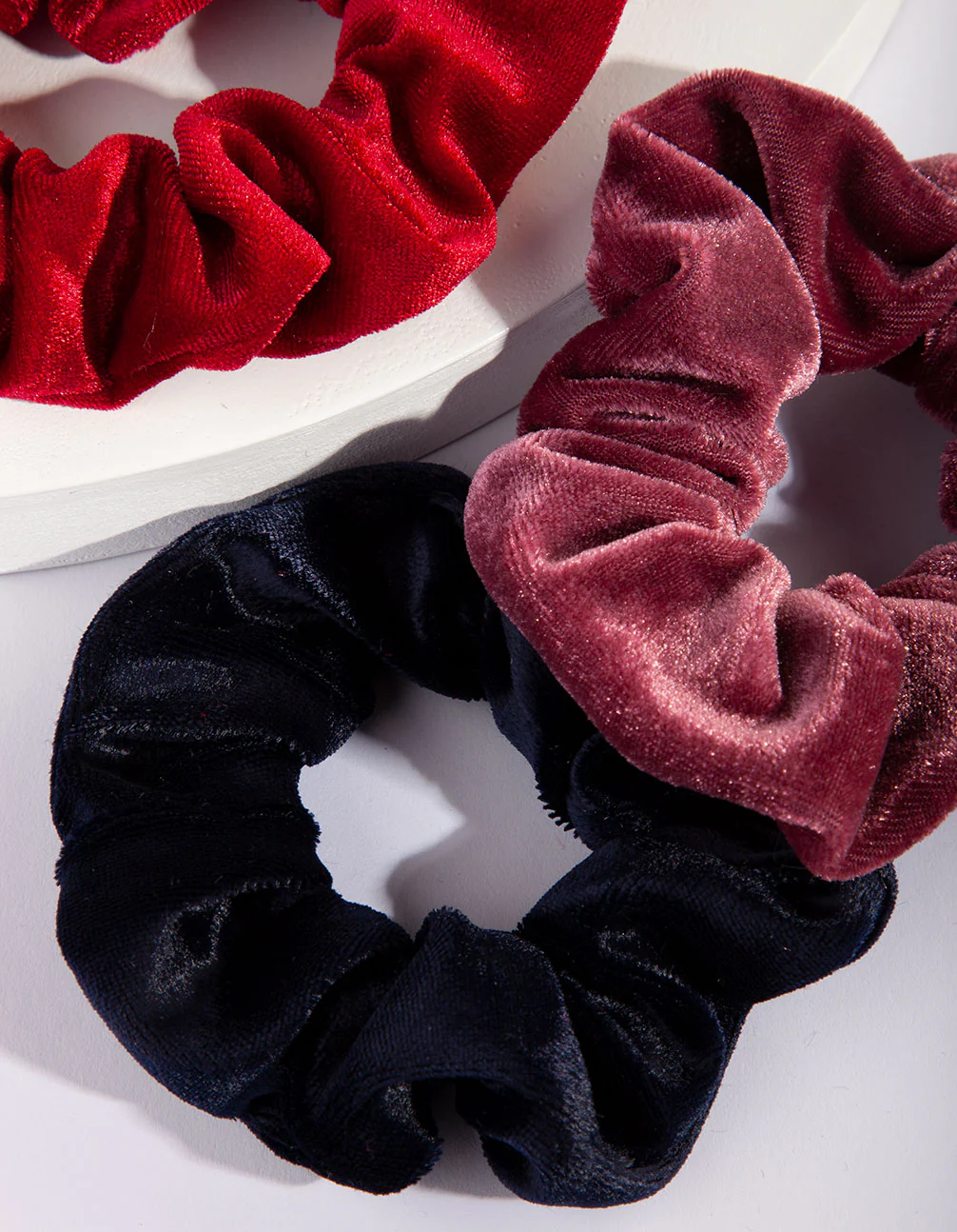 Red Pink Velvet Scrunchie Pack - Image 4
