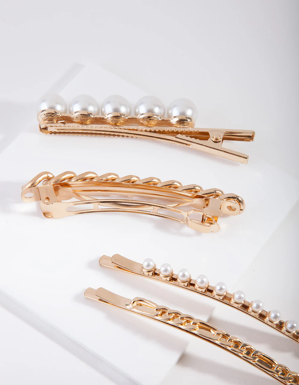 Gold Pearl & Chain Hair Pin 4-Pack - Image 2