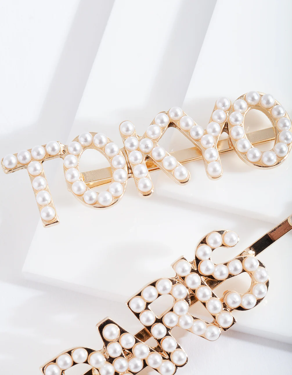 Gold Pearl Paris & Tokyo Hair Clip Pack - Image 2