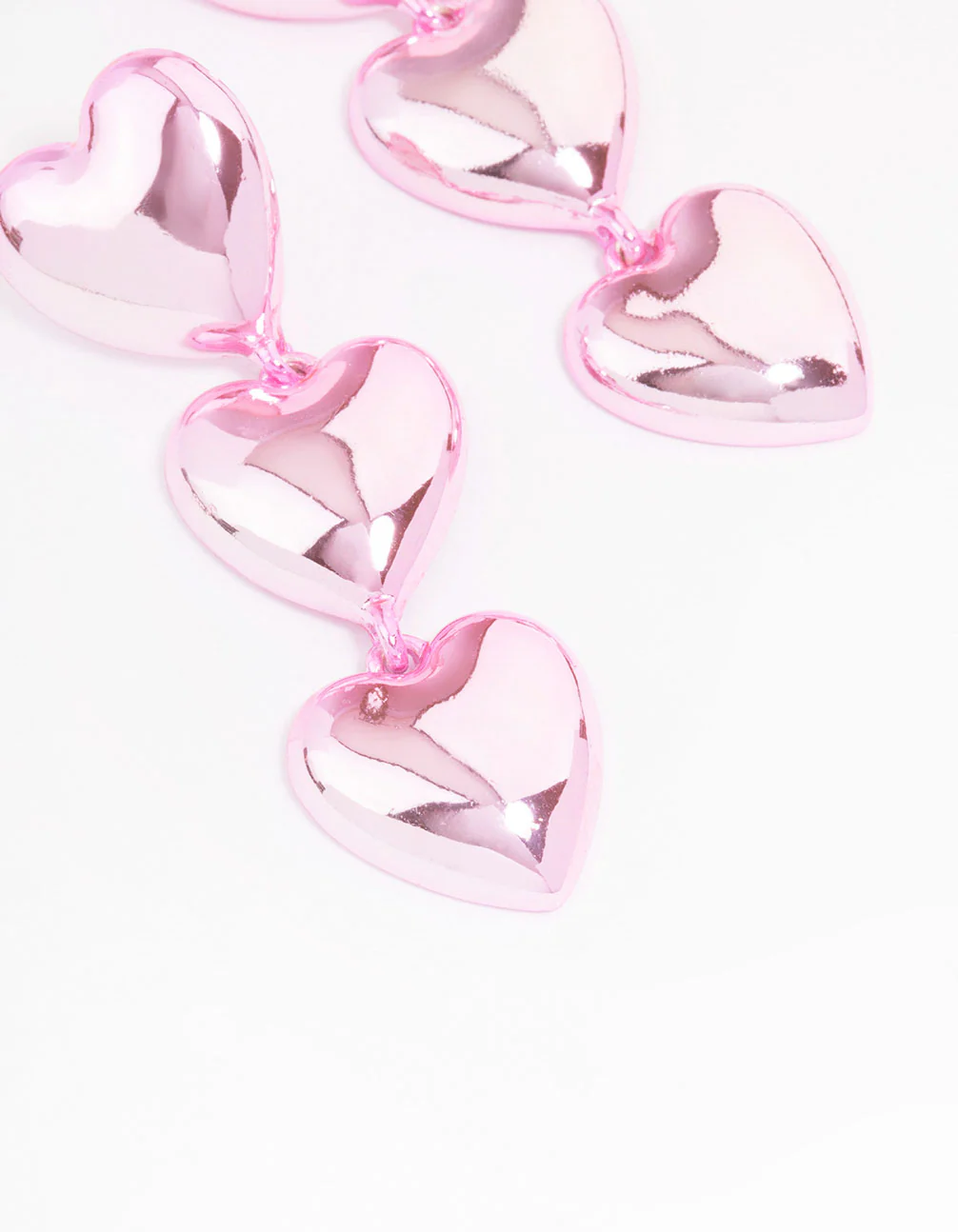 Pink Puffy Heart Drop Earrings - Image 3