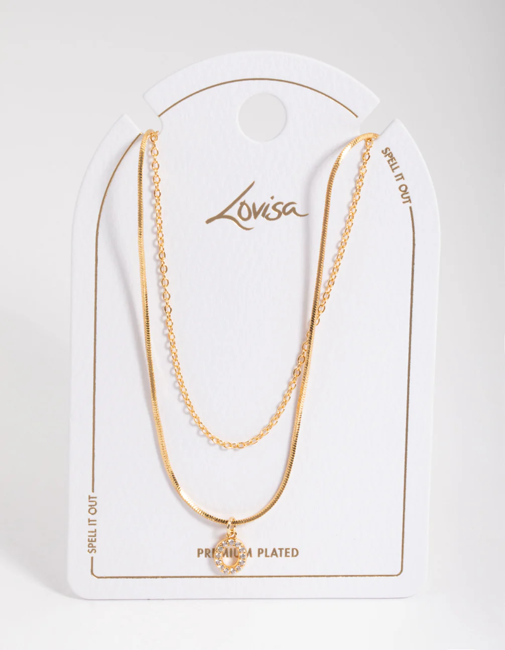 Gold Plated Diamante Letter O Layered  Necklace - Image 3