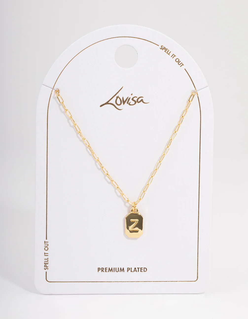 Gold Plated Letter Z Rectangle Pendant  Necklace - Image 3
