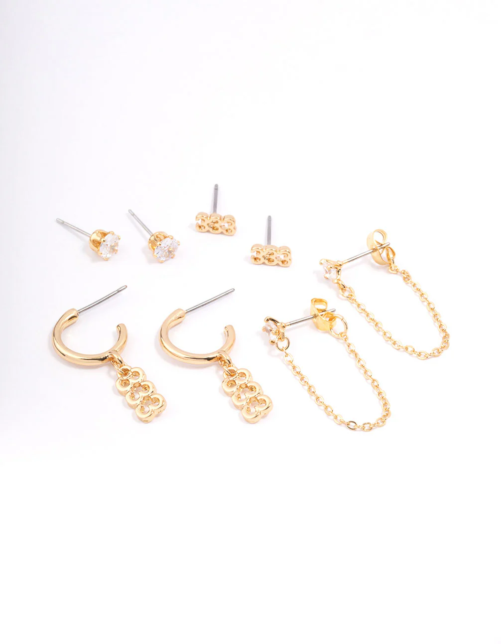 Gold Plated 333 Angel Number Earring Pack