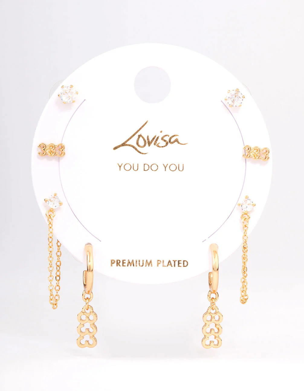 Gold Plated 333 Angel Number Earring Pack - Image 2