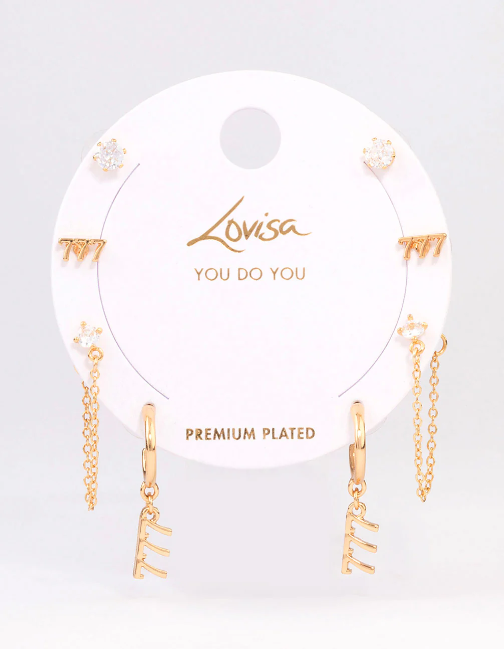 Gold Plated 777 Angel Number Earring Pack - Image 2
