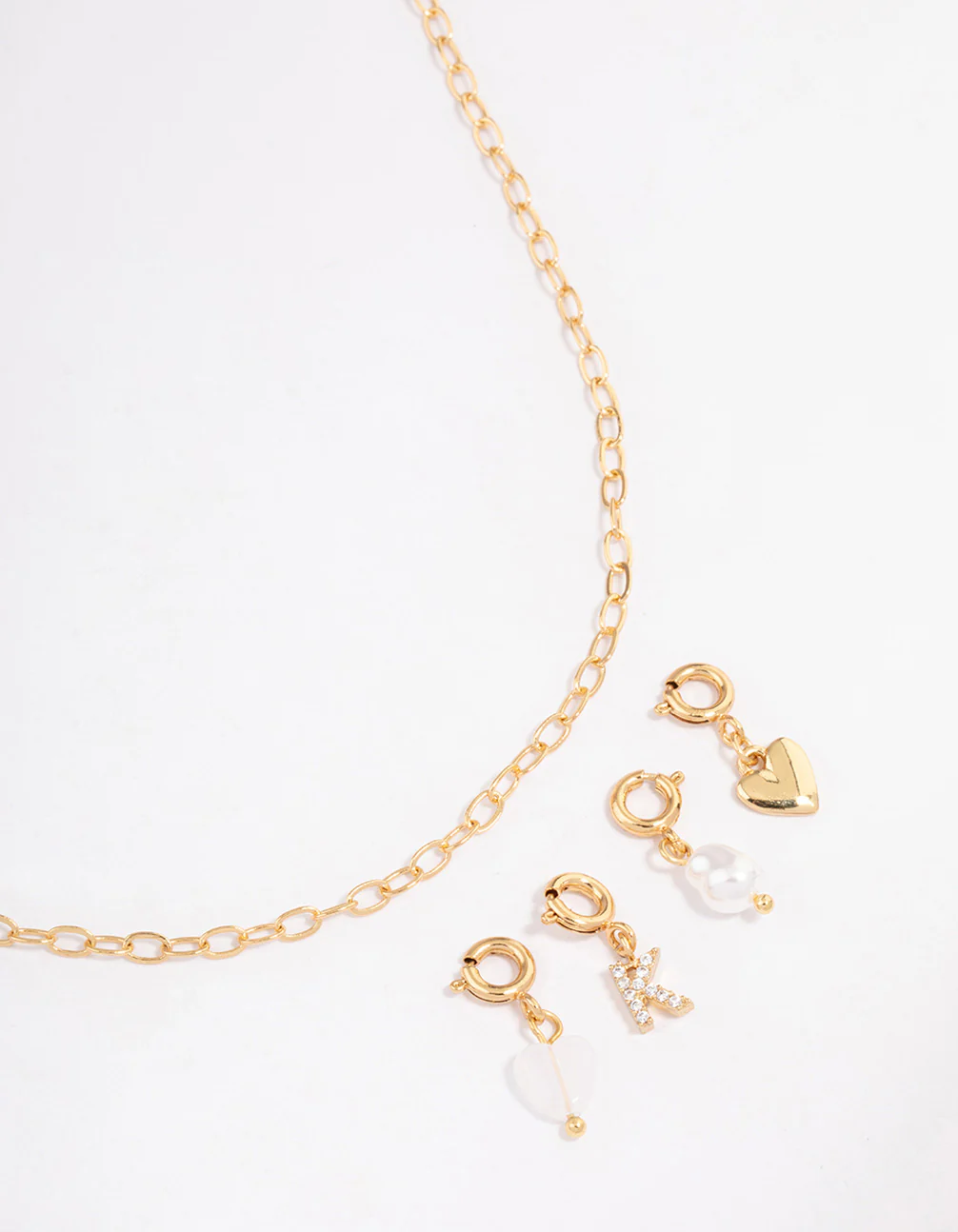 Gold Plated Letter K Personalised Charm Necklace