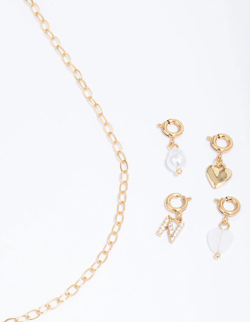 Gold Plated  Letter N Customisable Charm Necklace