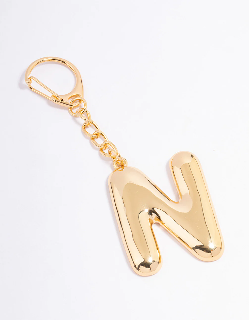Gold Plated Letter N Key Chain