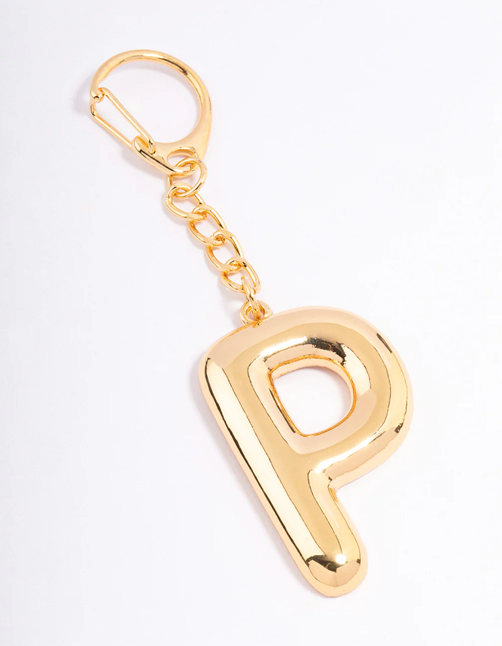 Gold Plated Letter P Key Chain