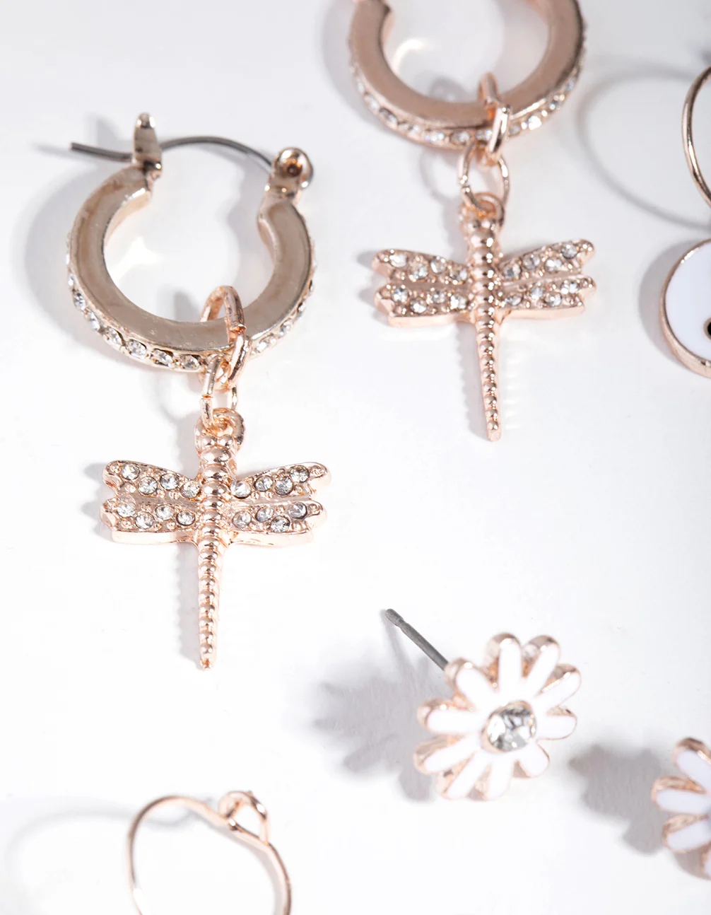 Rose Gold Multi Butterfly Stud 6-Pack Earring - Image 3
