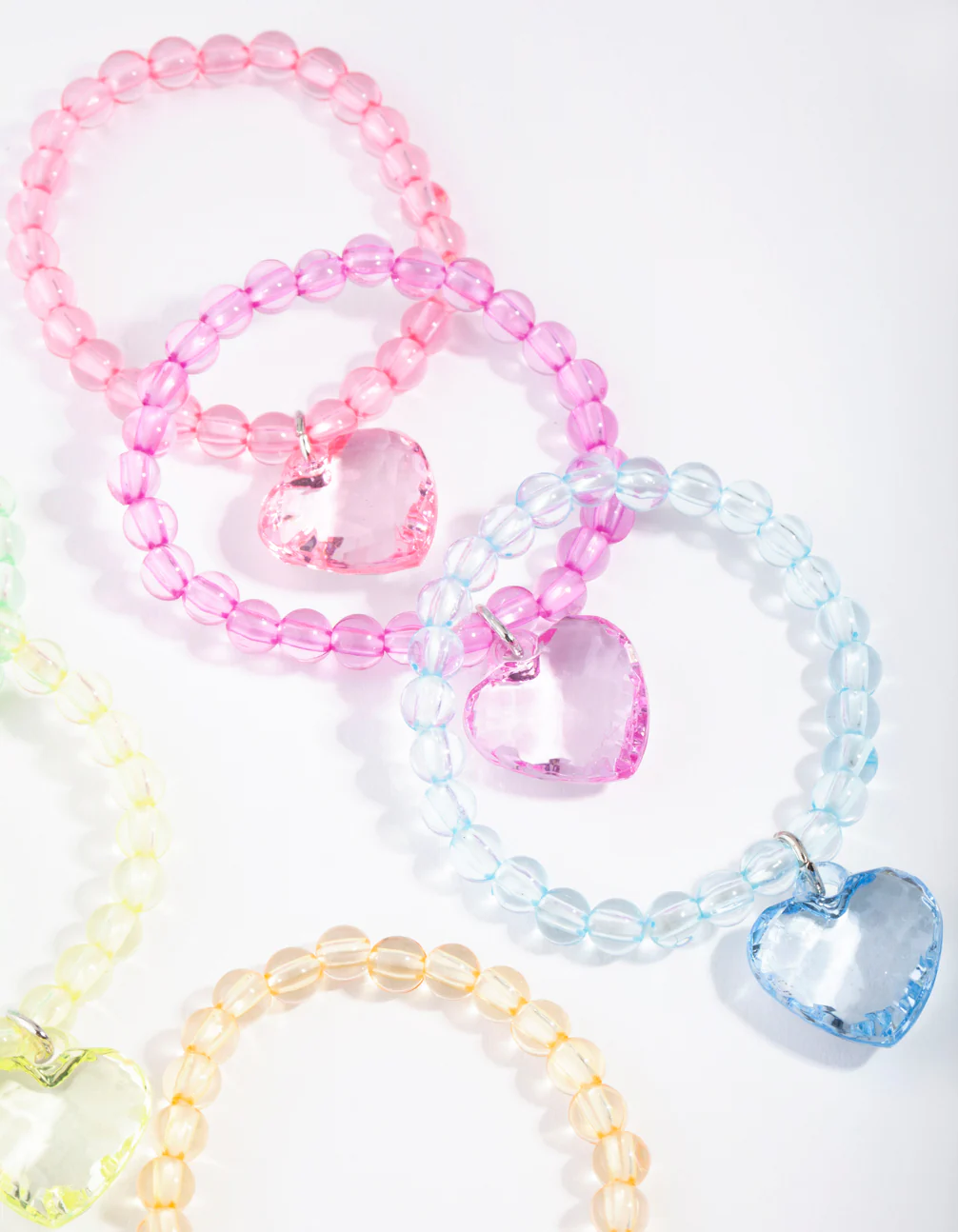 Kids Multi Coloured Bead Heart Bracelet 6-Pack - Image 2