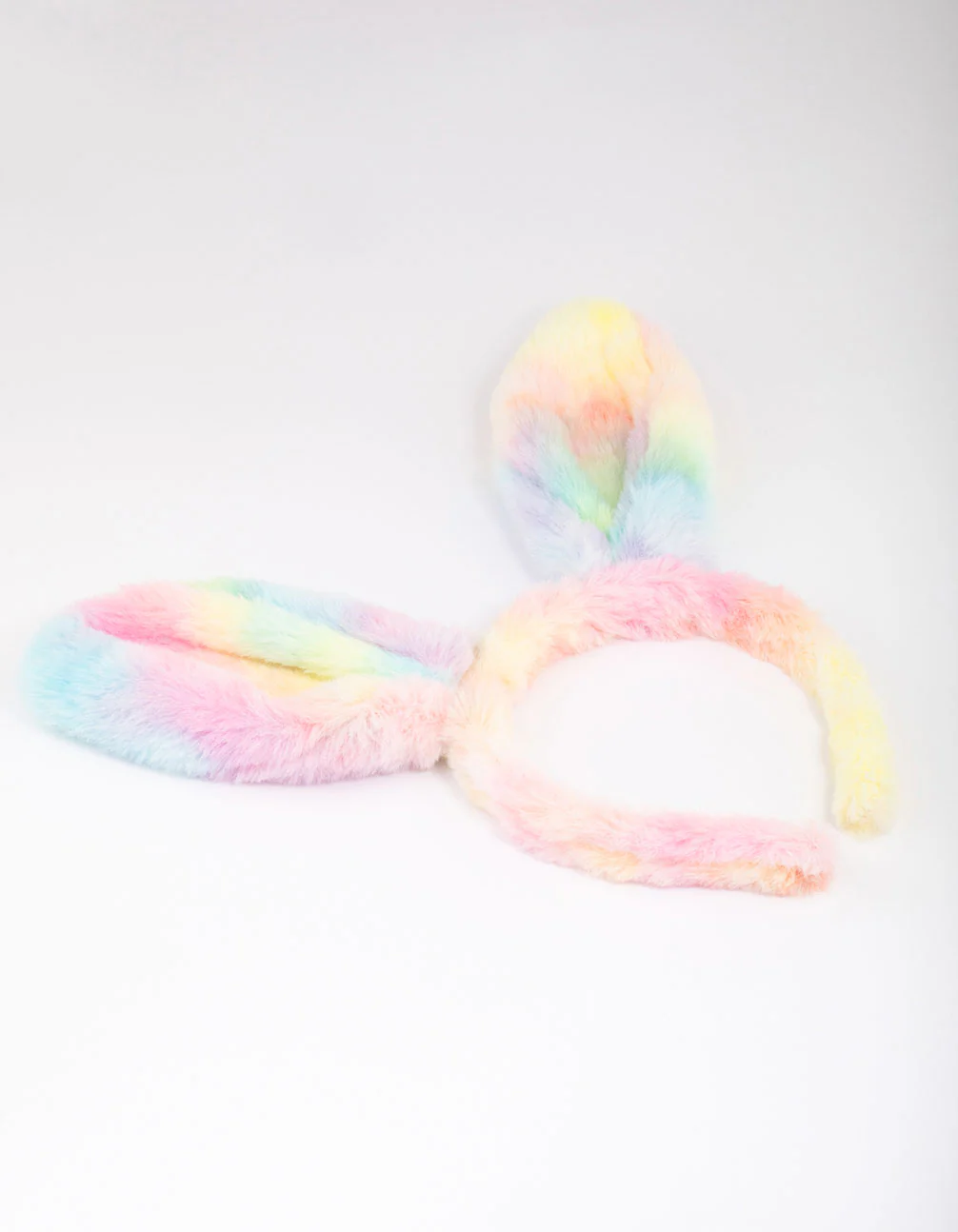 Kids Fabric Fluffy Rainbow Bunny Ear Headband - Image 2