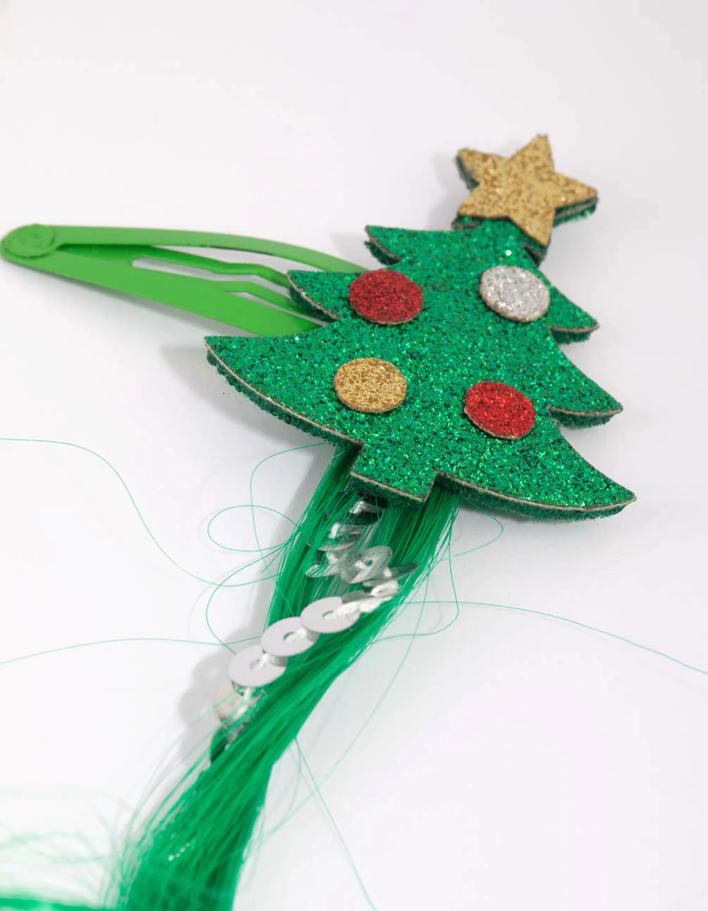 Kids Festive Faux Hair Tree Snap Clip - Image 3