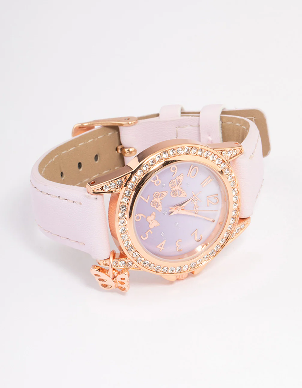 Kids Lilac & Rose Gold Coloured Faux Leather Watch - Image 3