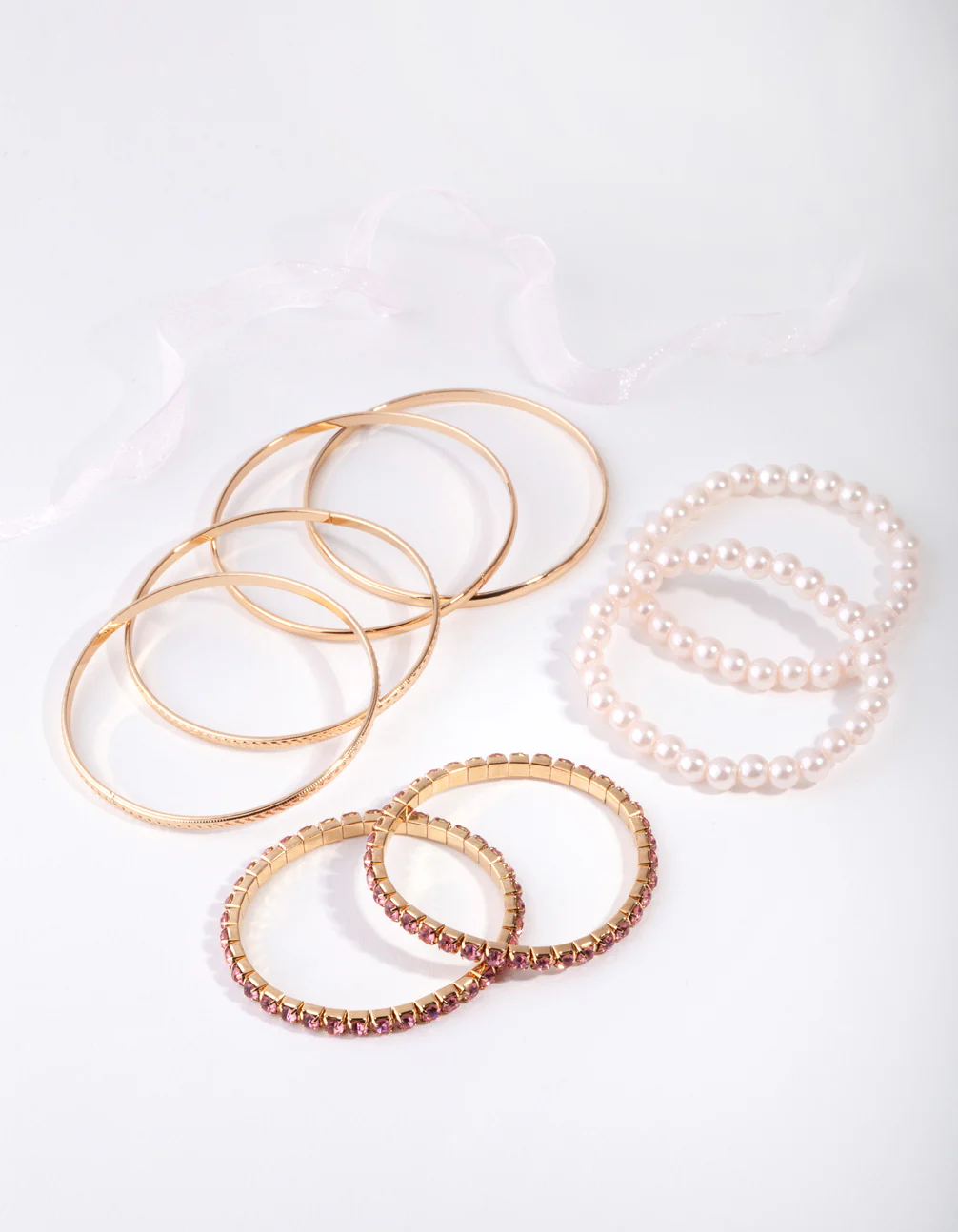 Kids Gold Diamante Mix Bangles - Image 3