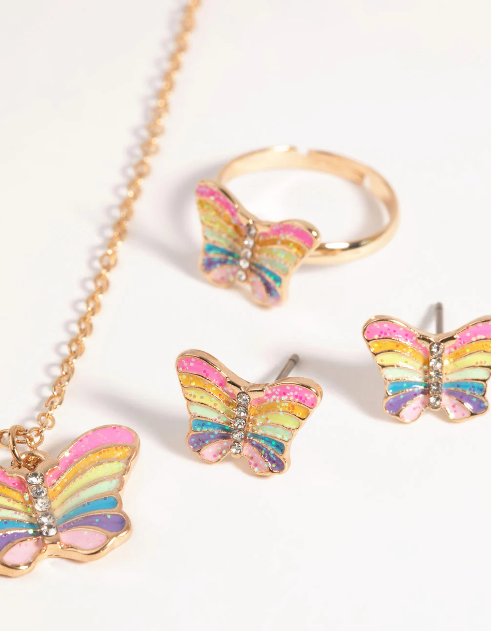 Kids Rainbow Butterfly Jewellery Set - Image 4