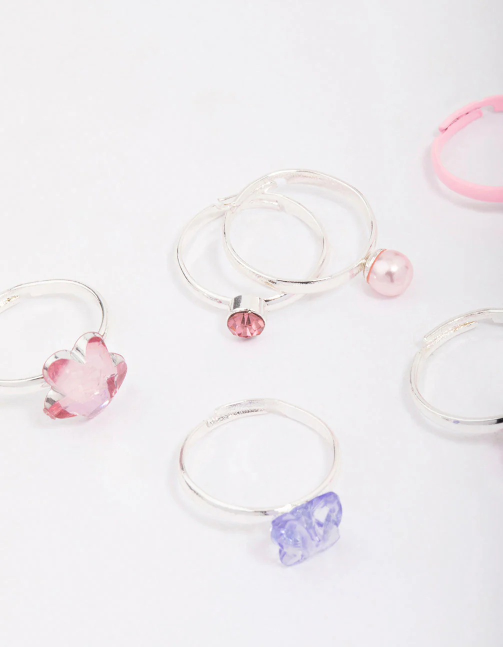 Kids Silver Crystal Butterfly Ring 6-Pack - Image 2
