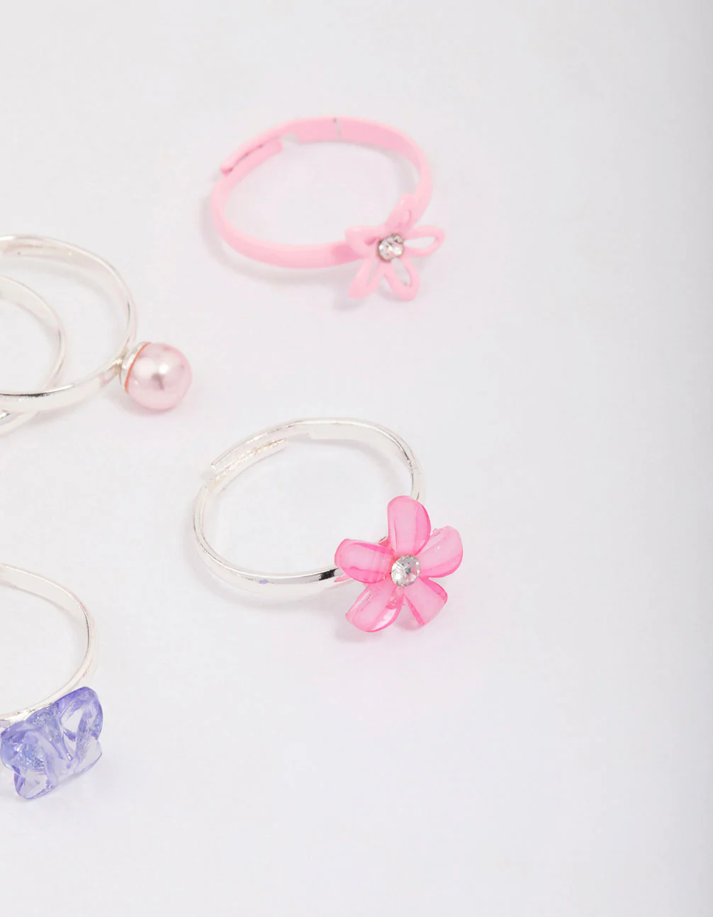 Kids Silver Crystal Butterfly Ring 6-Pack - Image 3