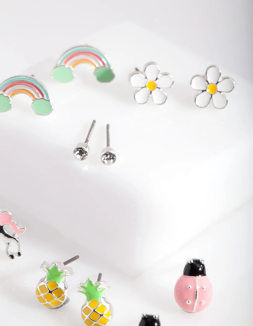 Kids Silver Fun Stud Earring 6-Pack - Image 2