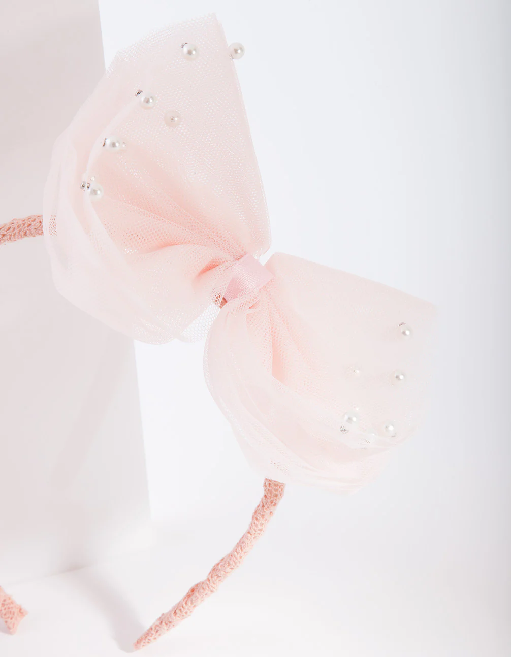 Kids Fabric Glitter Pink Bow Headband - Image 2