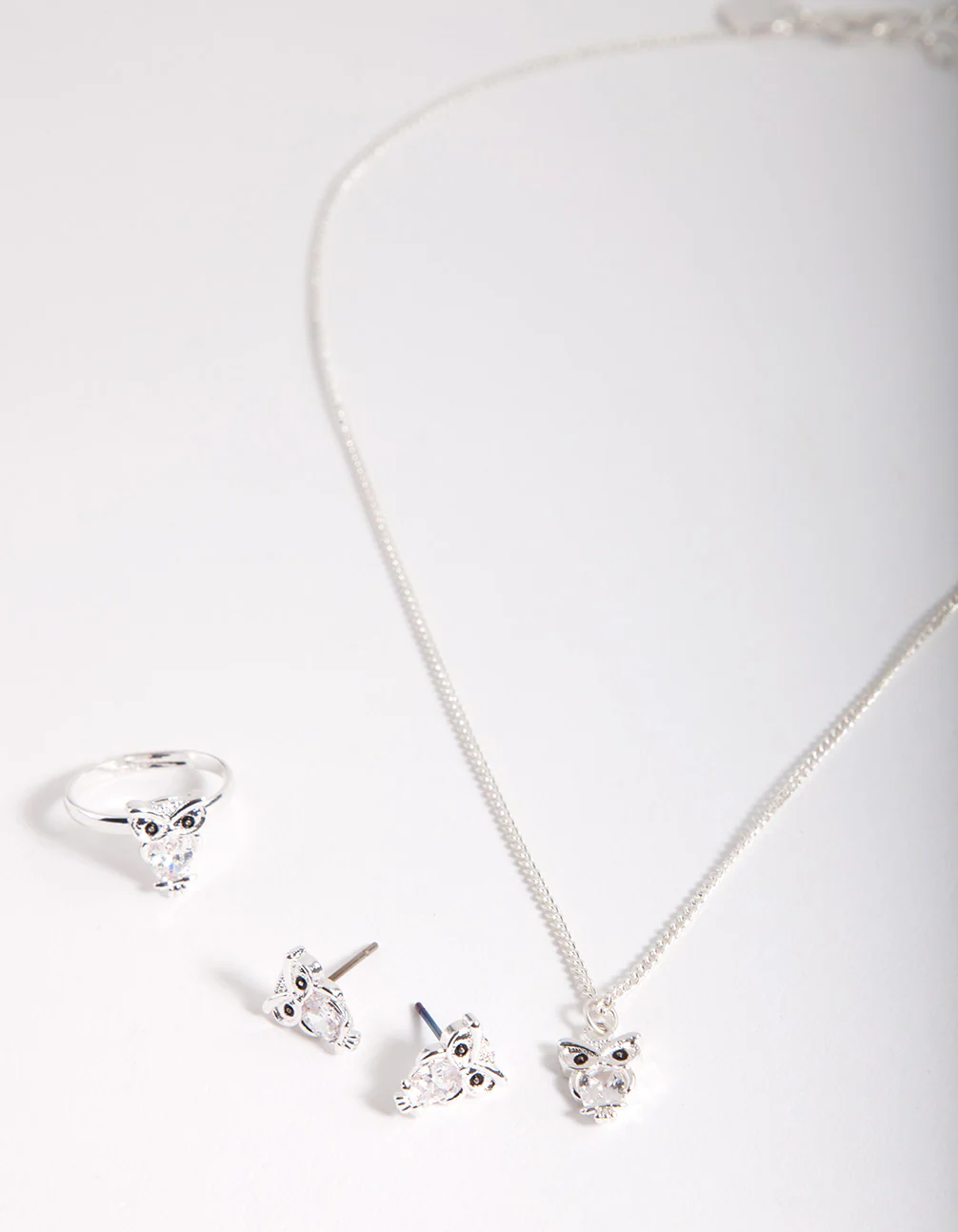 Kids Silver Cubic Zirconia Owl Jewellery Pack - Image 2
