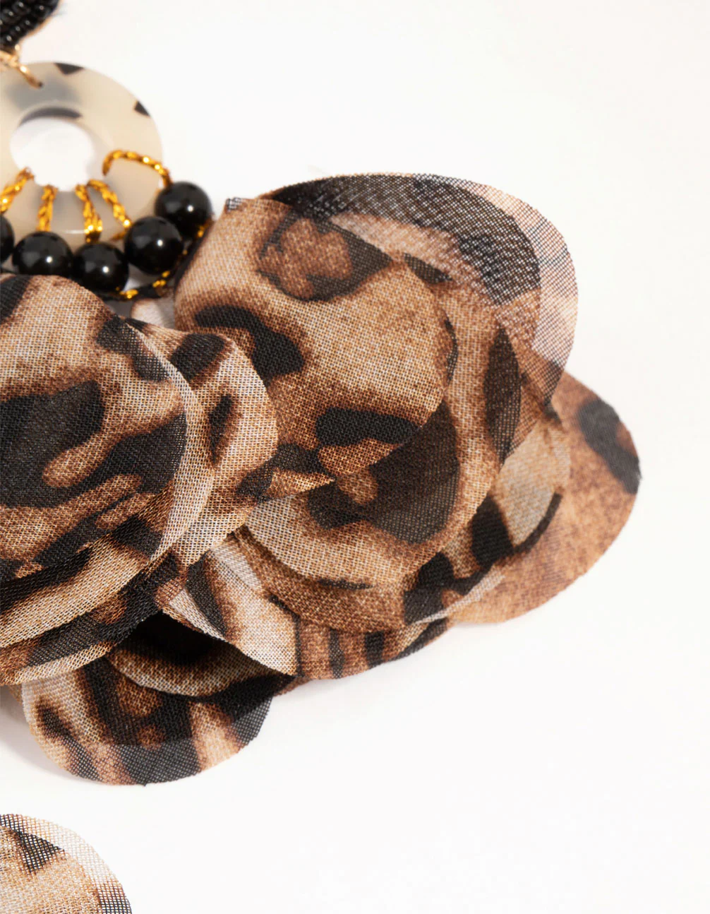 Leopard Print Fabric & Acrylic Drop Earrings - Image 3