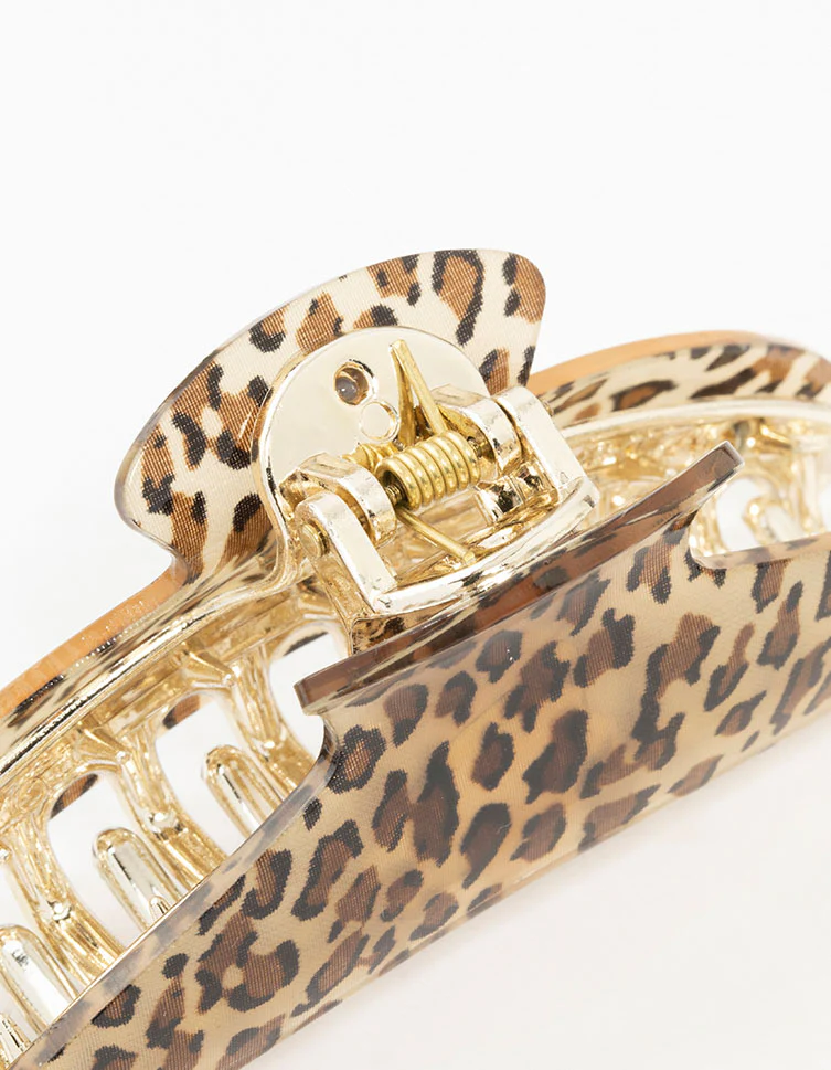 Leopard Print Curved Hair Claw Clip - Image 3