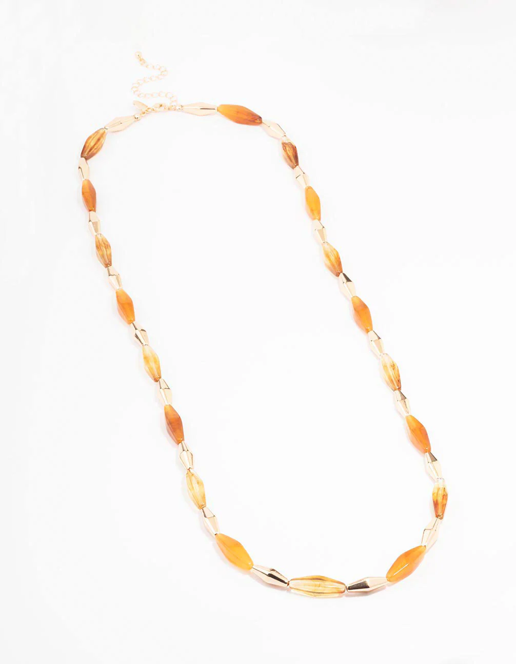 Long Beaded Orange Stone Necklace - Image 2
