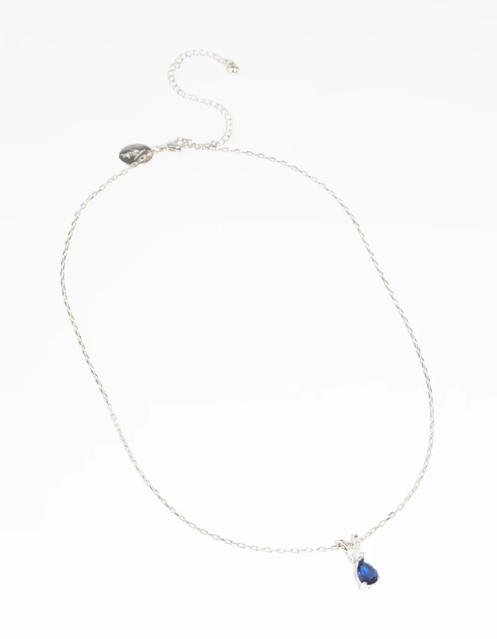 Silver Diamond Simulant Sapphire Necklace - Image 3