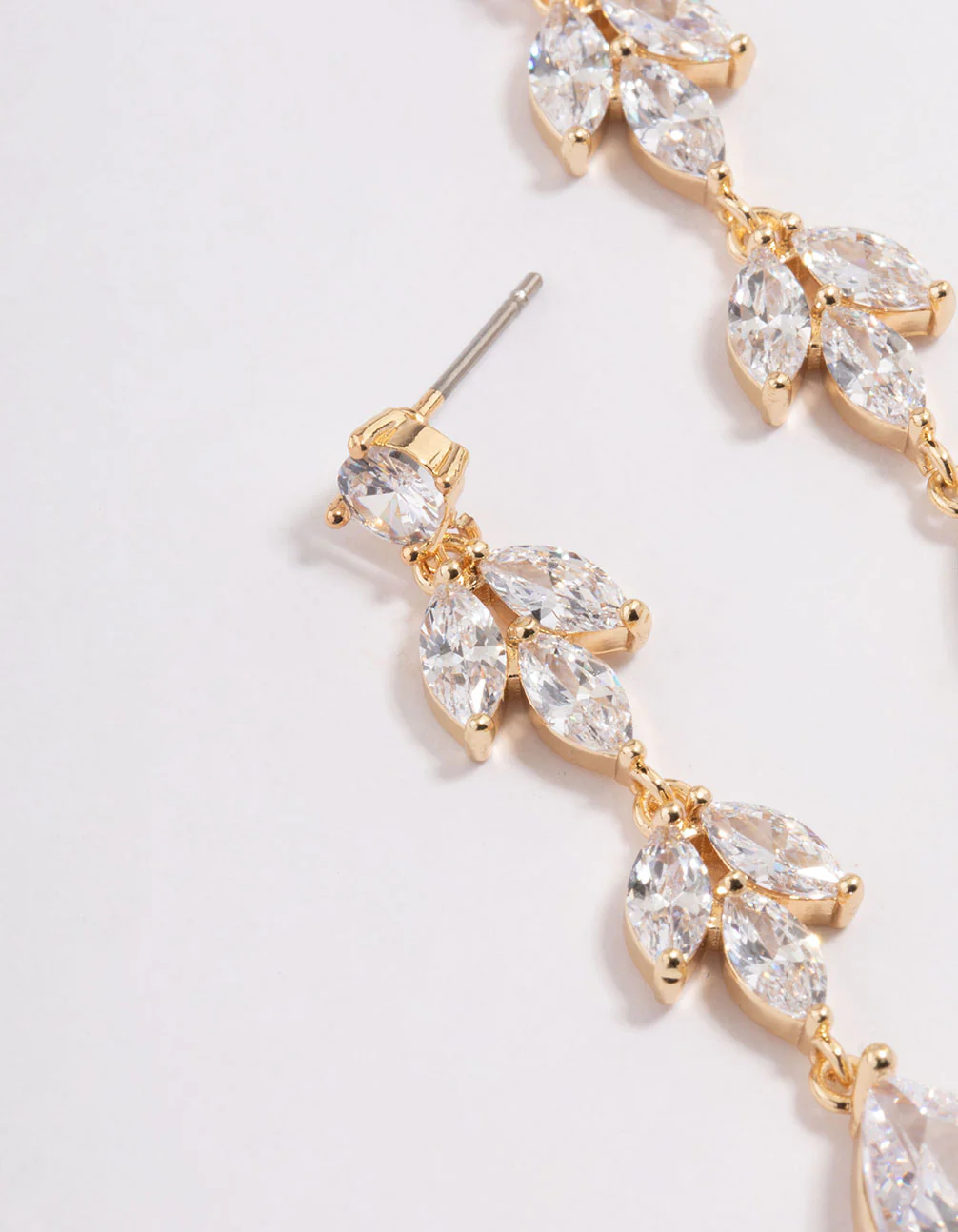 Diamond Simulant Double Vine Teardrop Earrings - Image 2