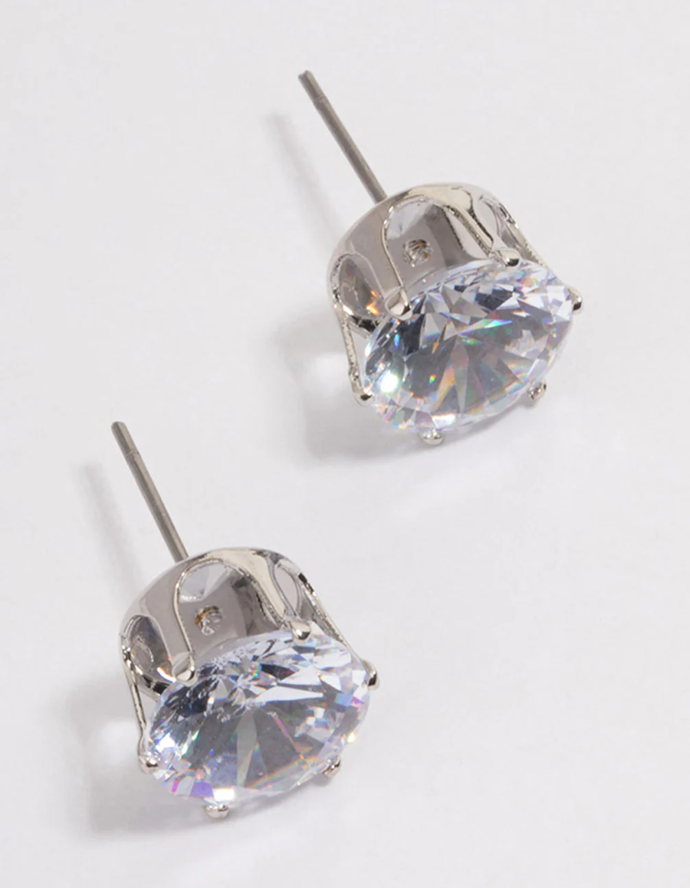 Silver Classic Large Diamante Stud Earrings - Image 2