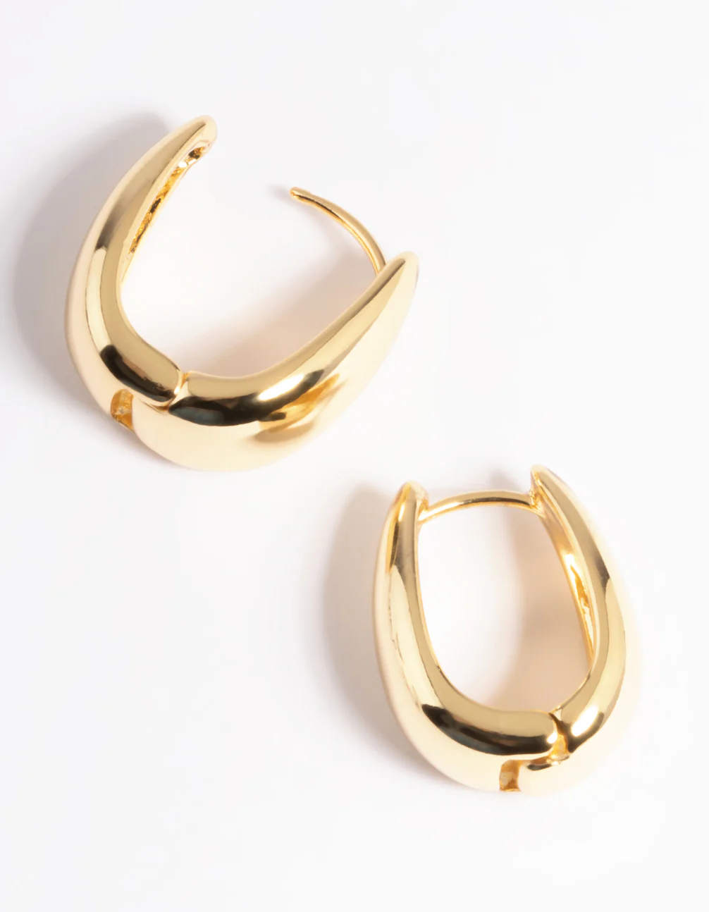 Gold Plated Brass Bold Tapered Hoop Earrings - Image 4