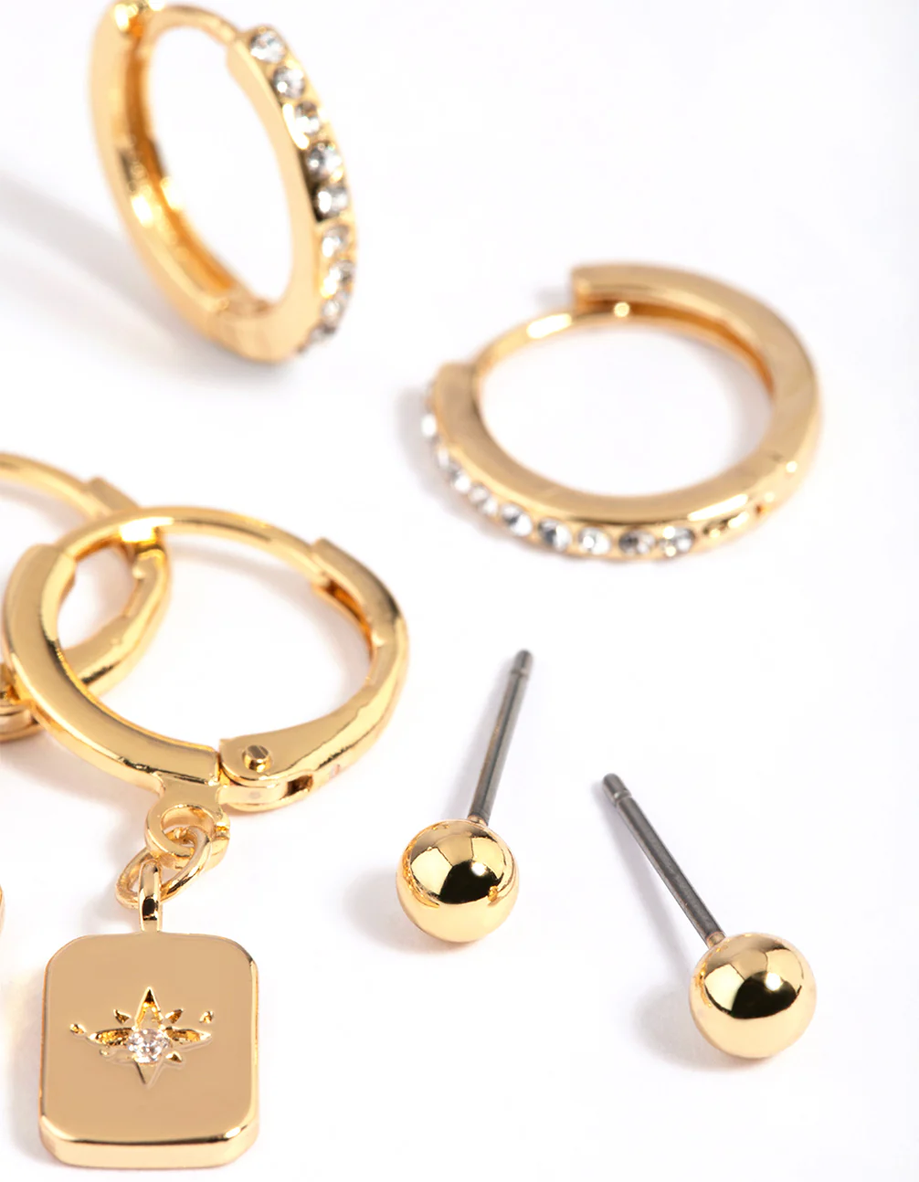 Gold Plated Brass Celestial Earring Stack 6-Pack - Image 3
