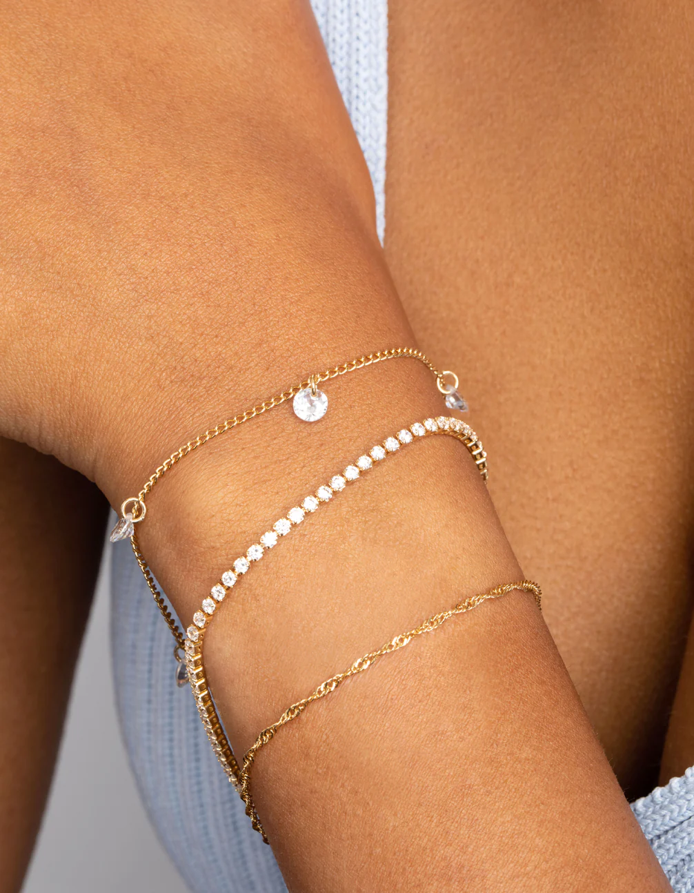 Gold Plated Cubic Zirconia Charm Bracelet - Image 2