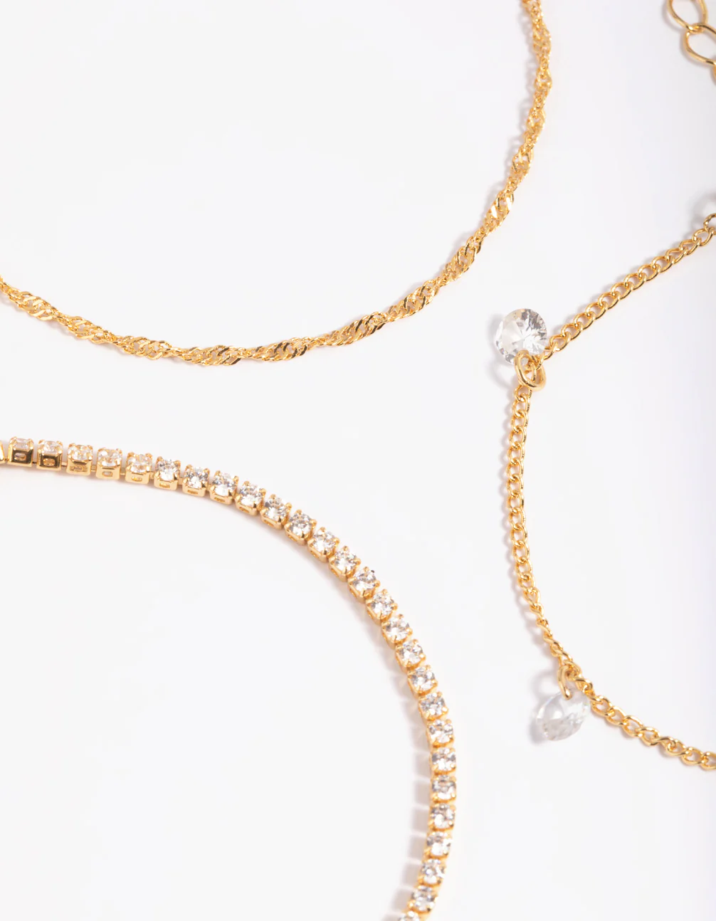 Gold Plated Cubic Zirconia Charm Bracelet - Image 3