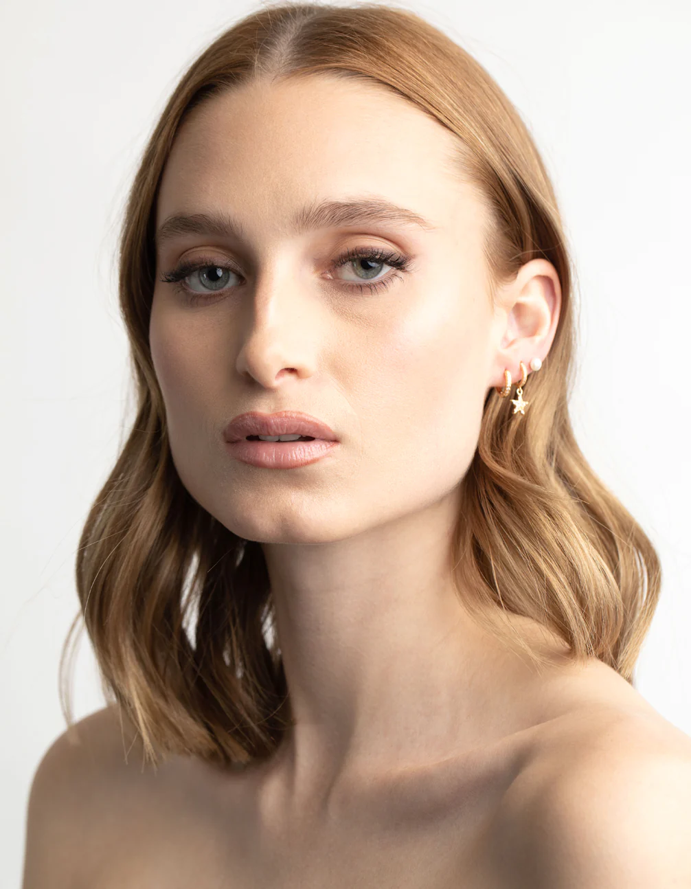 Gold Plated Brass Cubic Zirconia Pearl & Star Earring Stack 6-Pack - Image 2