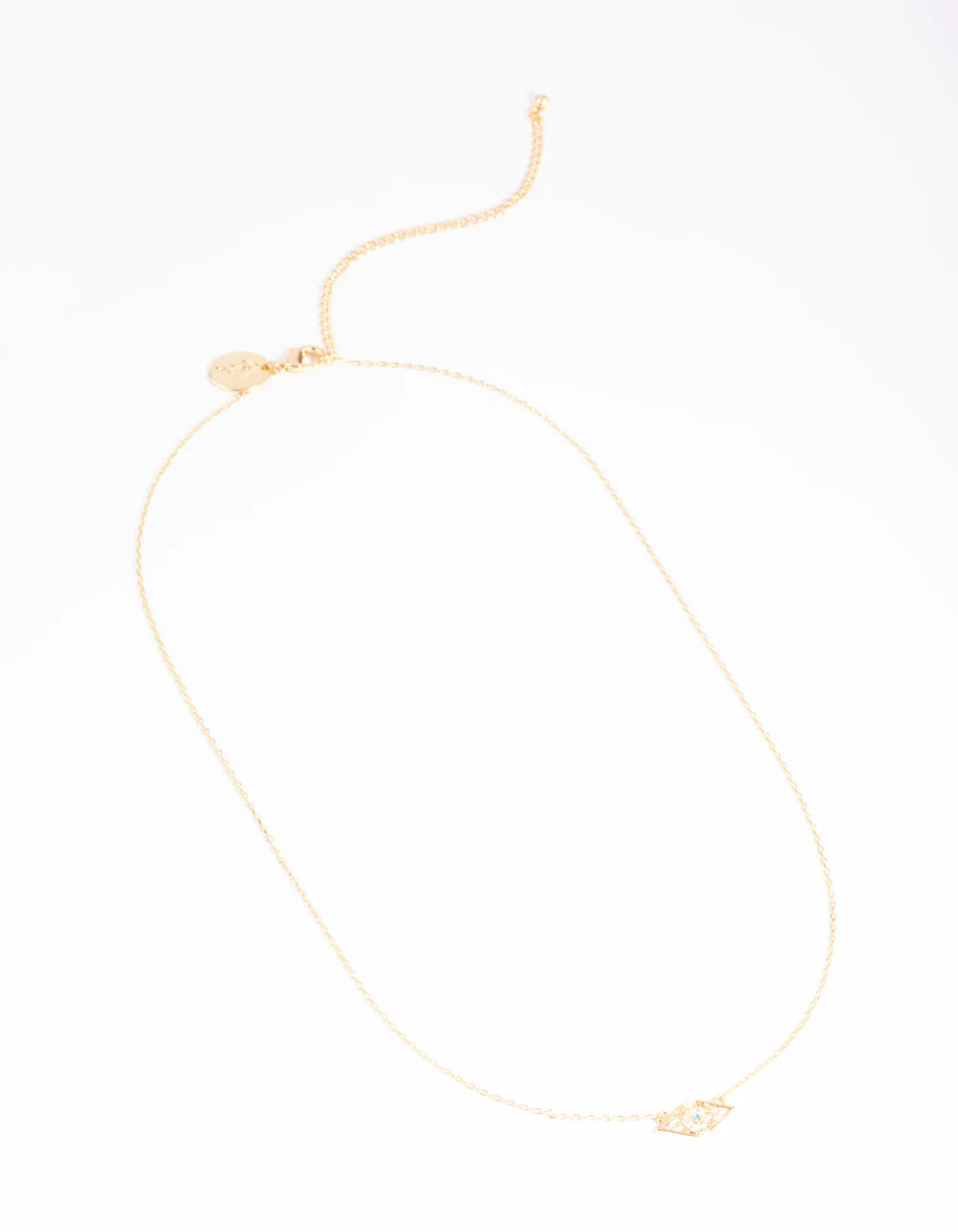 Gold Plated Brass Evil Eye Pendant Necklace - Image 3