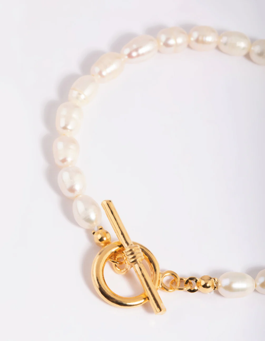 Gold Plated Brass Pearl Fob Bracelet - Image 3