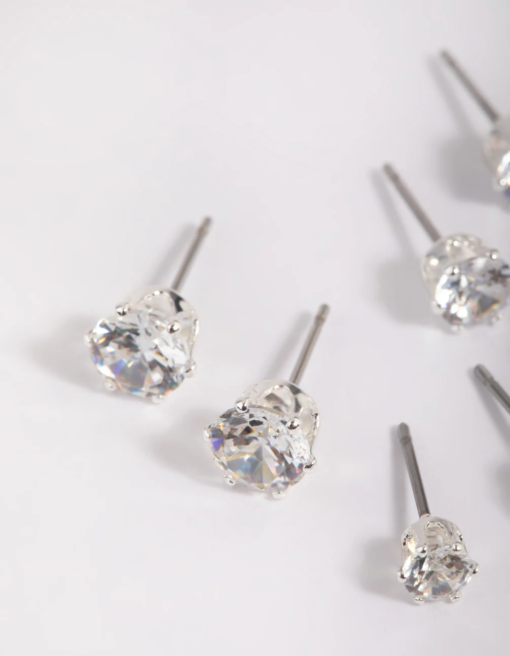 Silver Plated Brass  Cubic Zirconia Ascending Earring Stack 8-Pack - Image 4
