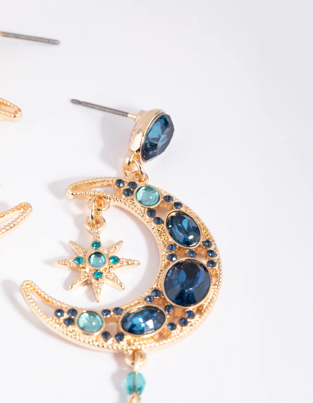 Navy Moon Drop Earrings - Image 3