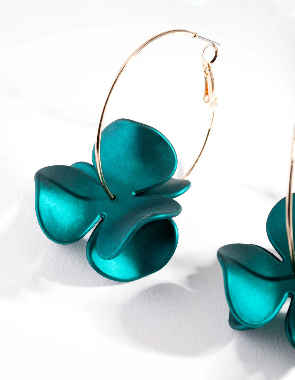 Green Flower Hoop Earrings - Image 2