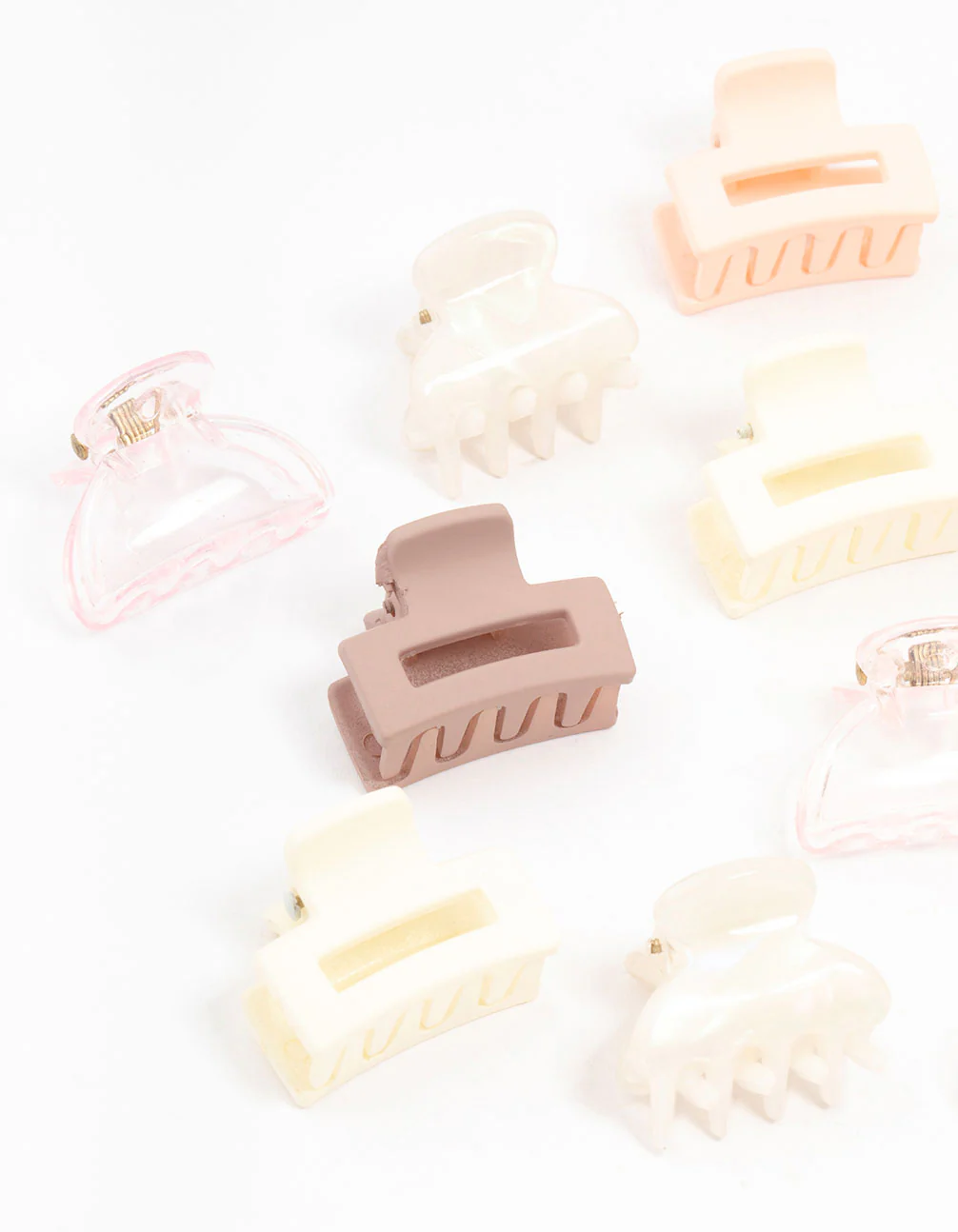Mini Blush & Ivory Hair Claw Clips 12-Pack - Image 2