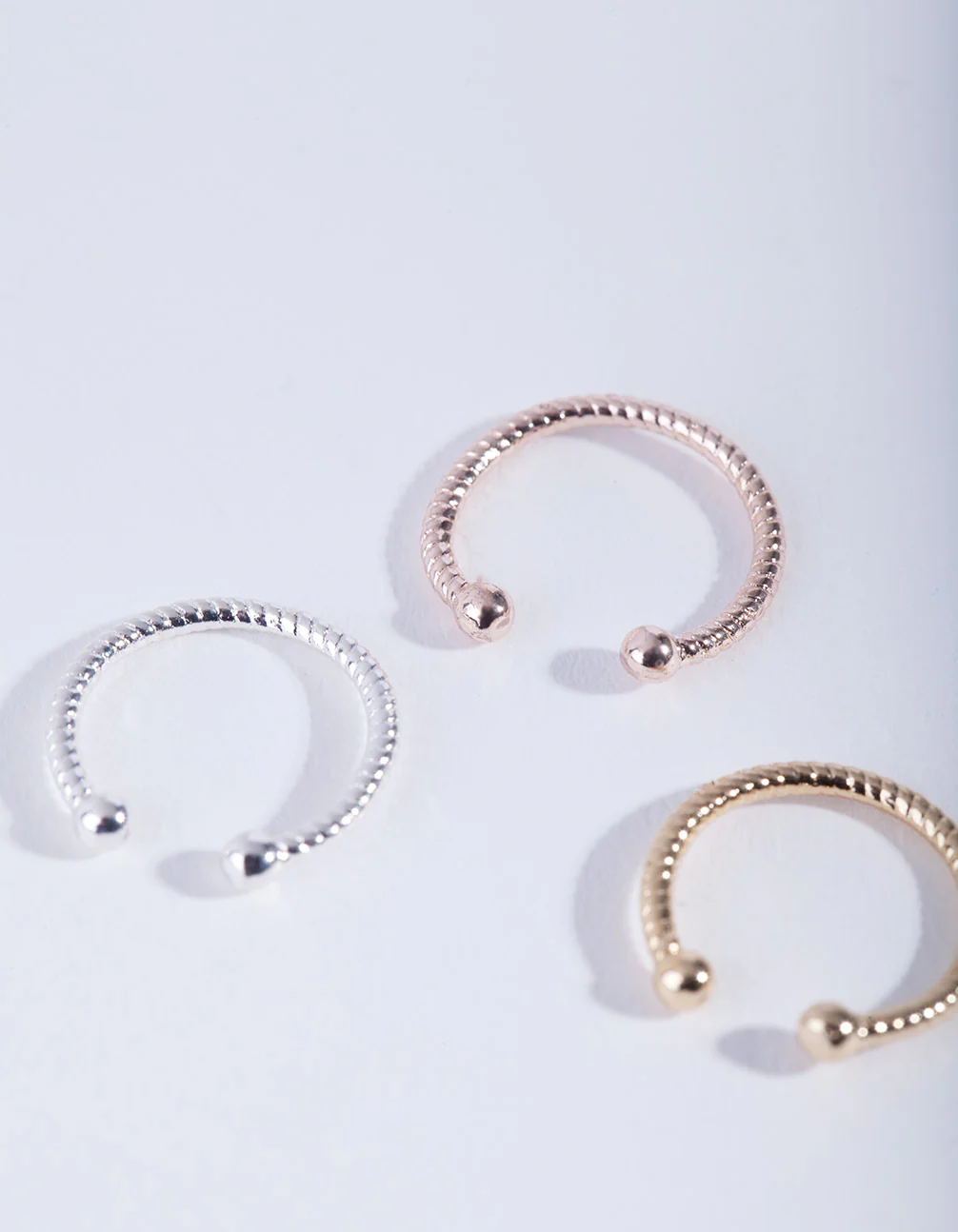 Mixed Metal Diamond Cut Septum Nose Ring Pack - Image 3