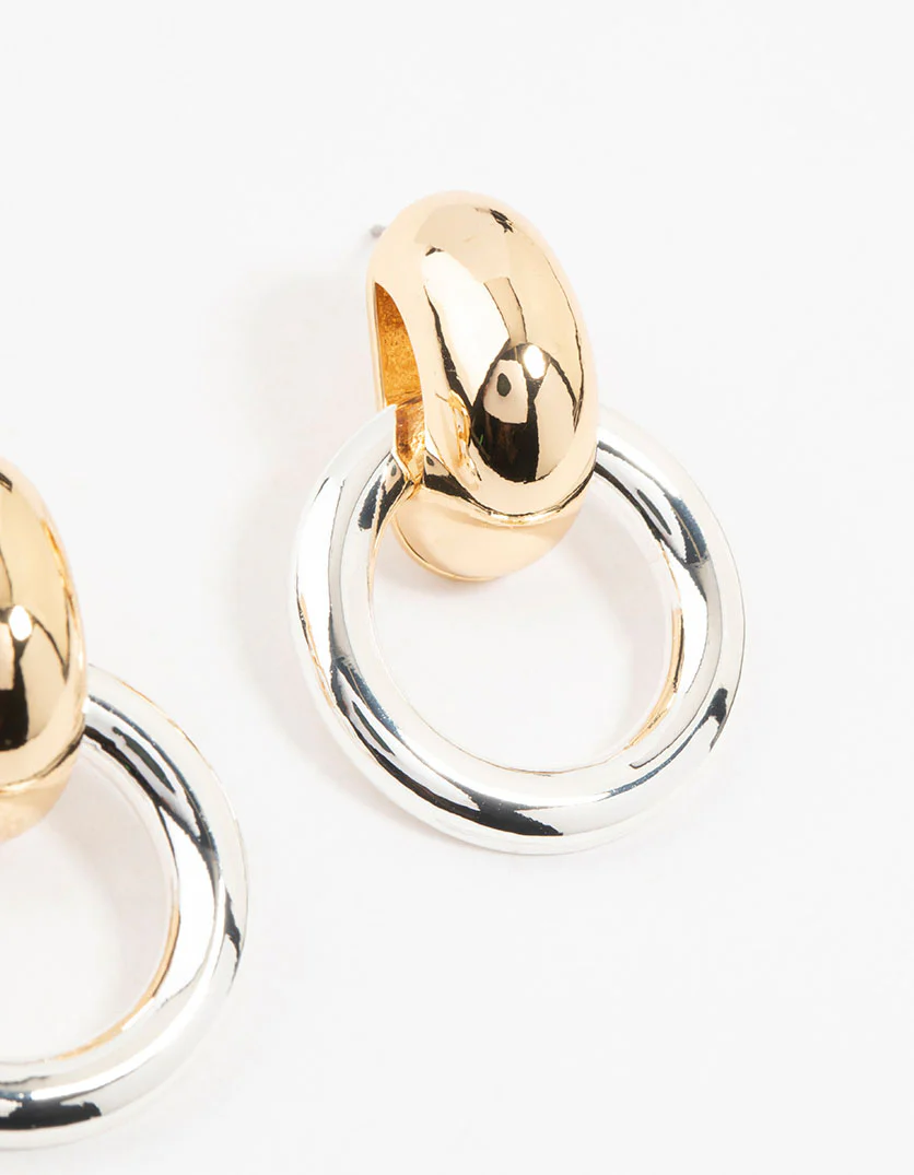 Mixed Metals Bubble Doorknocker Stud Earrings - Image 3