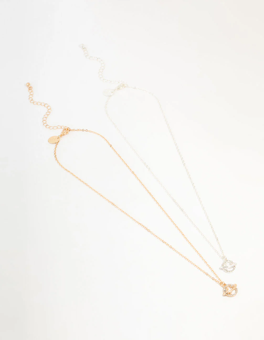 Mixed Metals Diamante Planets Necklaces 2-Pack - Image 3