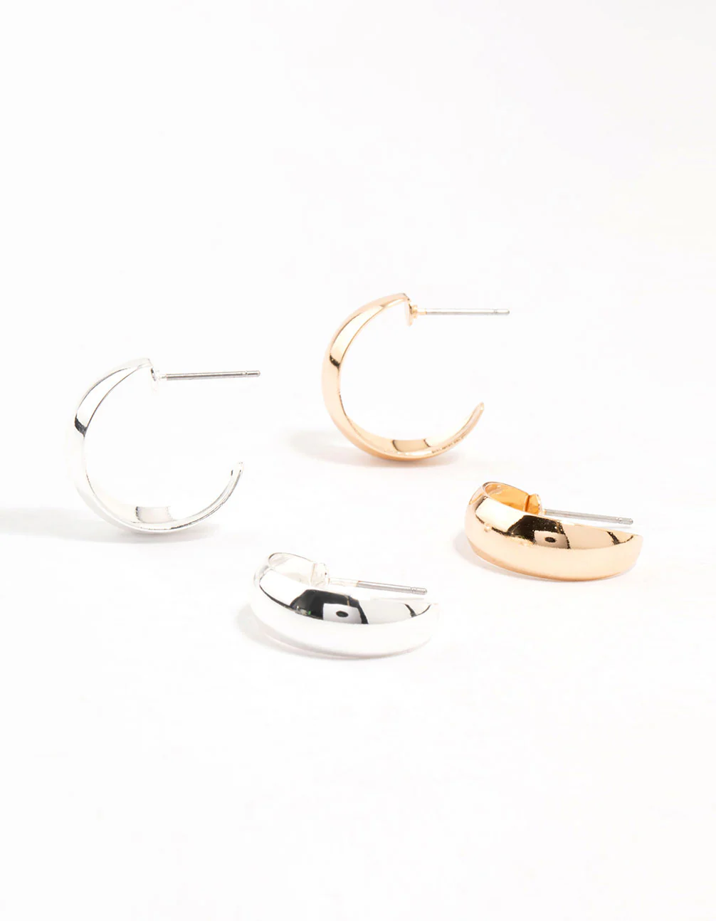 Mixed Metals Hollow Hoop Earrings 2-Pack