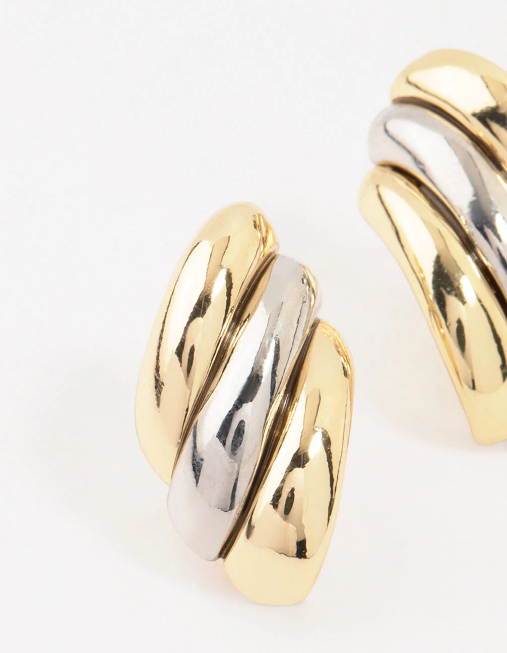 Mixed Metals Textured Stud Earrings - Image 2