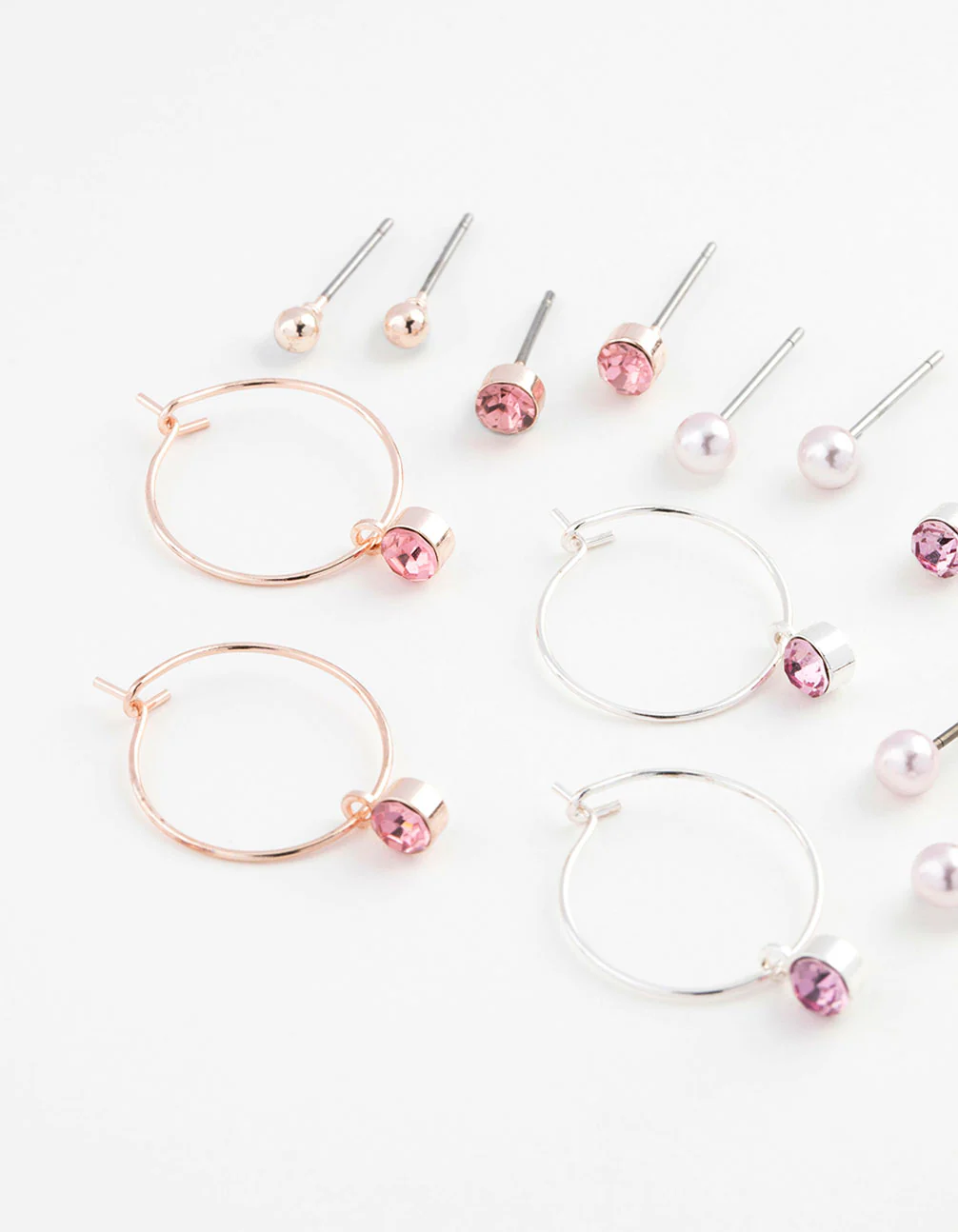 Mixed Metal Diamante & Pearl Earring 8-Pack - Image 2