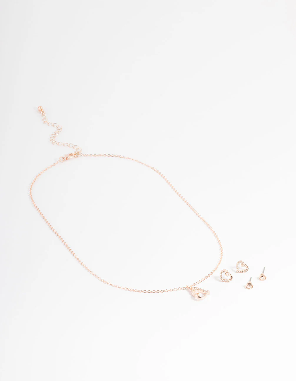 Rose Gold Diamante Heart Jewellery Set - Image 2