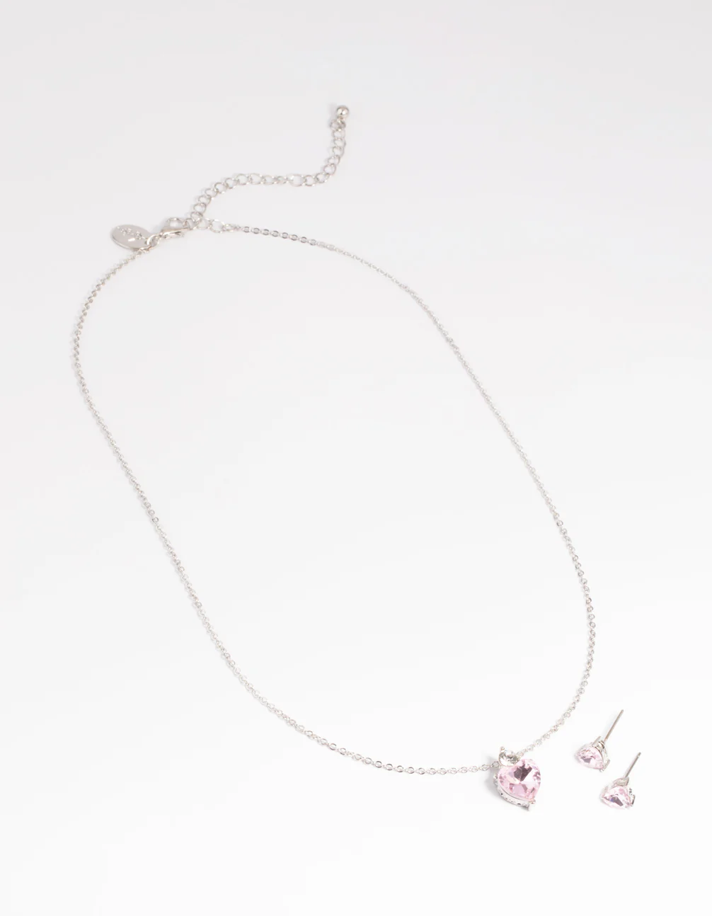 Pink Heart Necklace & Earrings Set - Image 2